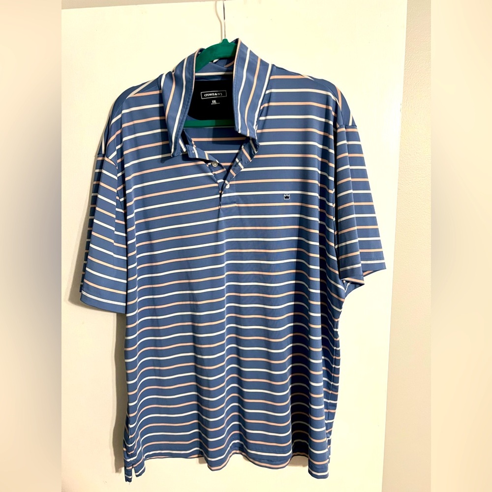 Blue striped Crown & Ivy polo